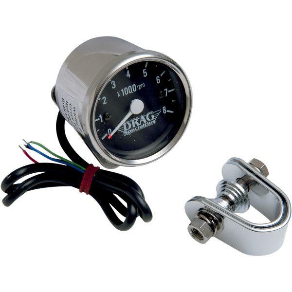 【USA在庫あり】 2211-0057 DRAG 2.4インチ ミニ電子タコメーター 8000rpm 他ローム/黒フェイス/白針 HD店