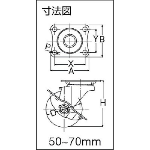 【メーカー在庫あり】 315S-N150-BAR01 315SN150  Sシリーズオールステンレス 旋回式ナイロン車輪 150mm ストッパー付 HD店の画像