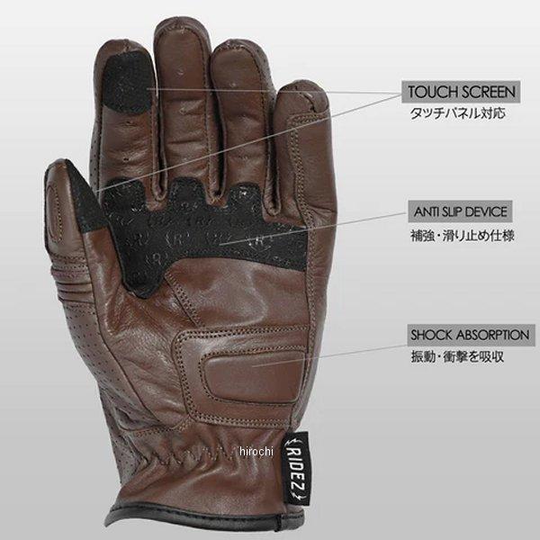 【メーカー在庫あり】 RLG2201 ライズ RIDEZ MOTO GLOVES DEFOE レザーグローブ ブラウン Lサイズ HD店の画像