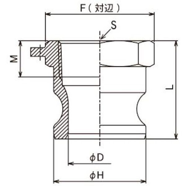 【メーカー在庫あり】 633-AB 633AB4AL (株)トヨックス トヨックス カムロック アダプター メネジ アルミ 4インチ AL HD店の画像