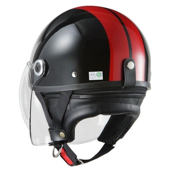 【メーカー在庫あり】 7516 NBS バイクパーツセンター ストリートハーフヘルメット ブラック/レッド HD店 | ブランド登録なし | 01