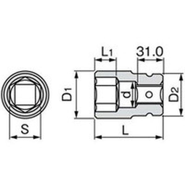 【メーカー在庫あり】 8NV-60 8NV60  TONE(株) TONE インパクト用ソケット 対辺寸法60mm 差込角25.4mm HD店の画像