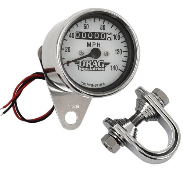 【USA在庫あり】 DS-244134 DRAG 機械式スピードメーター(140MPH) 2.4インチ(61mm) 白 HD店