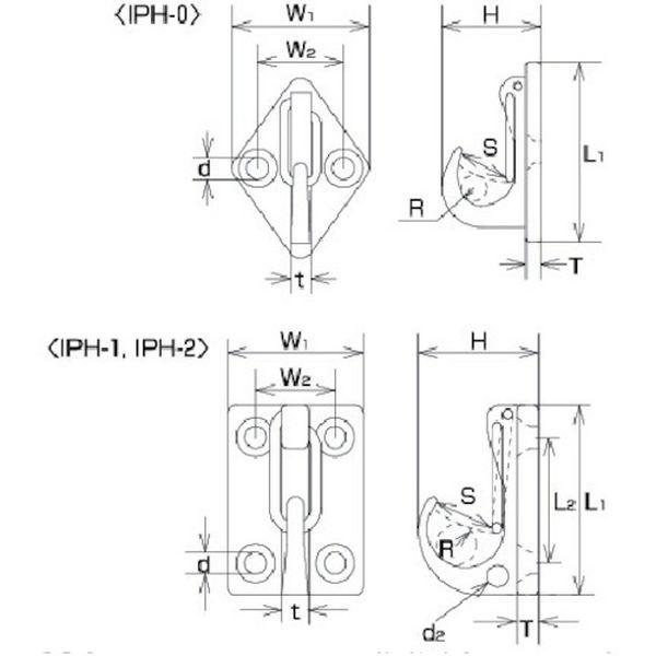 【メーカー在庫あり】 IPH-2 IPH2  (株)水本機械製作所 水本 ステンレス ウォールフック IP型 38.5mm×53mm HD店 | TRUSCO中山 | 01