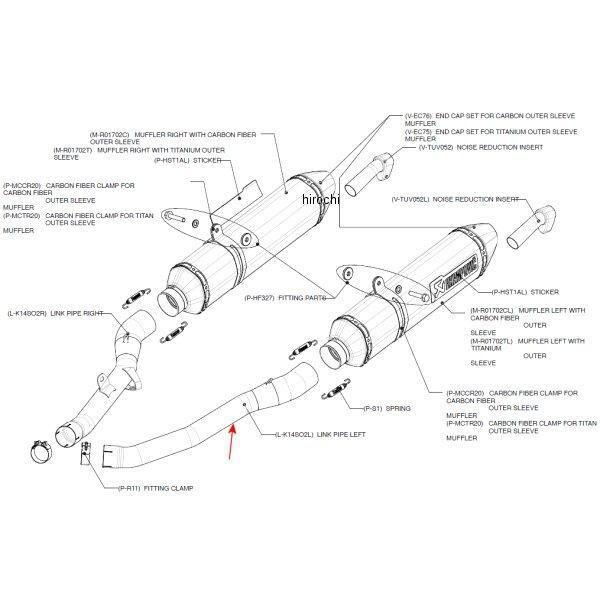 L-K14SO2L アクラポビッチ AKRAPOVIC リンクパイプ 左側 08年-11年 ZZR1400 ステンレス HD店