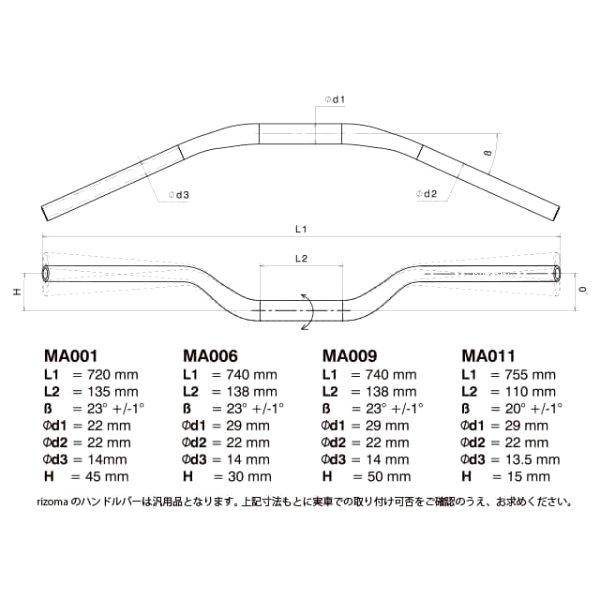 MA009B リゾマ rizoma ハンドルバー 汎用 黒 HD店 | ブランド登録なし | 01