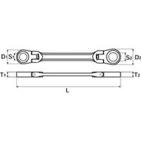 【メーカー在庫あり】 MR1-1113F MR11113F  ラチェットめがねレンチ(両頭型首振りタイプ) 対辺寸法11×13mm 全長185mm HD店の画像