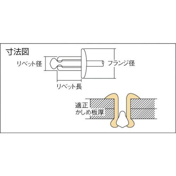 【メーカー在庫あり】 NTA3-4 NTA34 (株)ロブテックス エビ ブラインドリベット(アルミニウム/ステンレス製) 3-4(1000本入) 箱入 HD店の画像