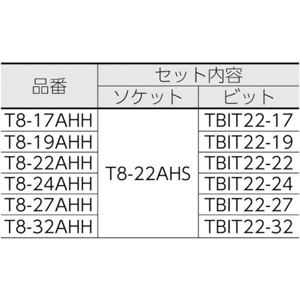【メーカー在庫あり】 T8-27AHH T827AHH  インパクト用ヘキサゴンソケット差替式ソケット・ビット 差込角25.4mm 対辺27mm HD店の画像