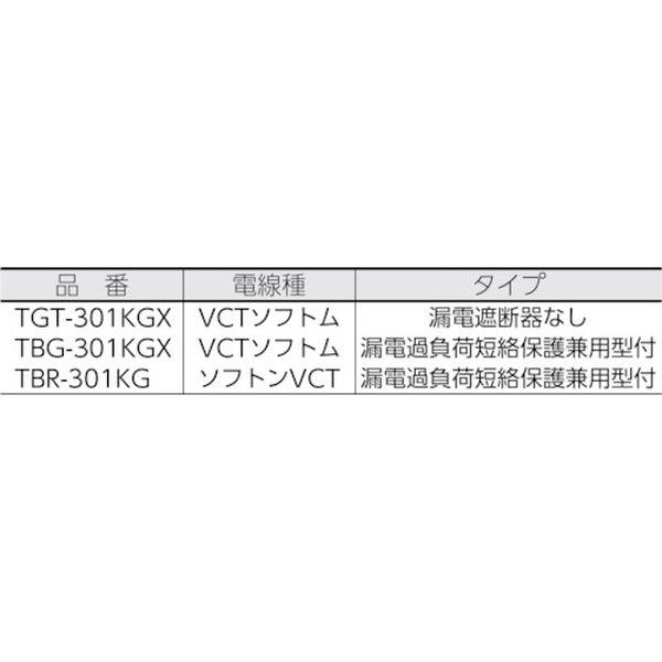 【メーカー在庫あり】 TBR-301KG TBR301KG  BR型 単相100V型ブレーカーリール 30m 温度センサー・アースチェック付 HD店の画像
