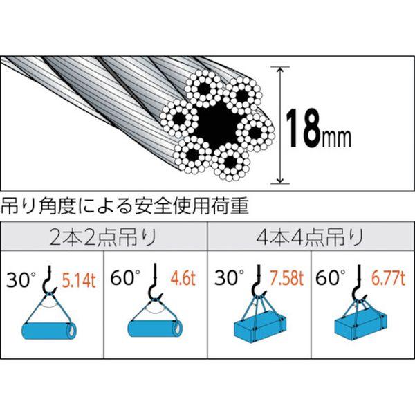 【メーカー在庫あり】 TWD-18S5 TWD18S5  トラスコ中山(株) TRUSCO 玉掛けワイヤーロープスリング 段落し 18mm×5m HD店の画像