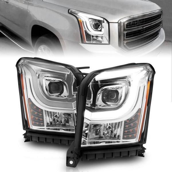 【USA在庫あり】 anz111536 ANZO 2015-2017 GMC Yukon XL Projector Headlights W Lightbar - Chrome/Amber SP店_1