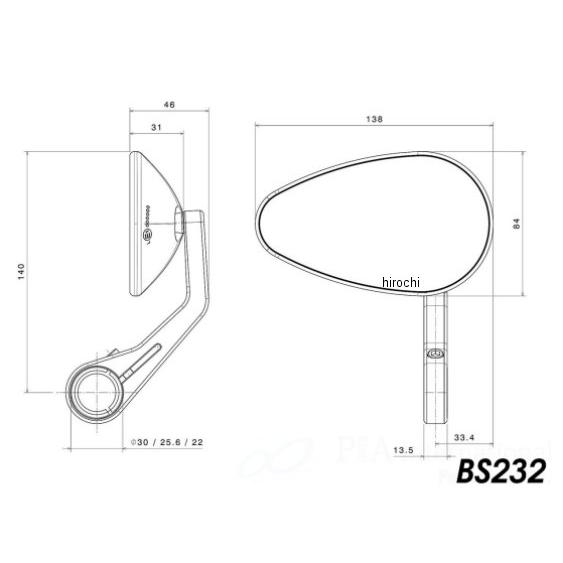 BS233B リゾマ rizoma バーエンドミラー Reverse RADIAL ブラック 左右共通 1個売り SP店 | ブランド登録なし | 02