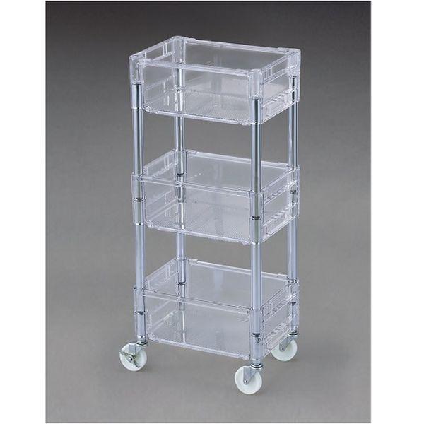 000012331421 エスコ ESCO 280x390x895mm キャスター付コンテナ(3段/透明クリアー) SP店 エスコ(Esco) 280x390x895mm キャスター付コンテナ 3段⁄透明クリアー