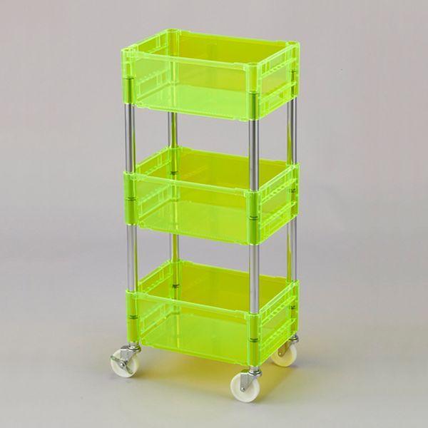 000012331422 エスコ ESCO 280x390x895mm キャスター付コンテナ(3段/透明イエロー) SP店