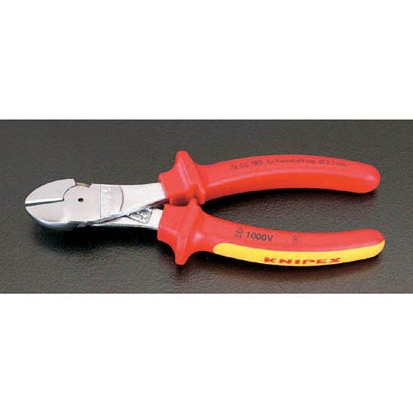 【メーカー在庫あり】 000012011890 エスコ ESCO 160mm2 強力型ニッパー 絶縁(グリップ付/メッキ) SP店の画像