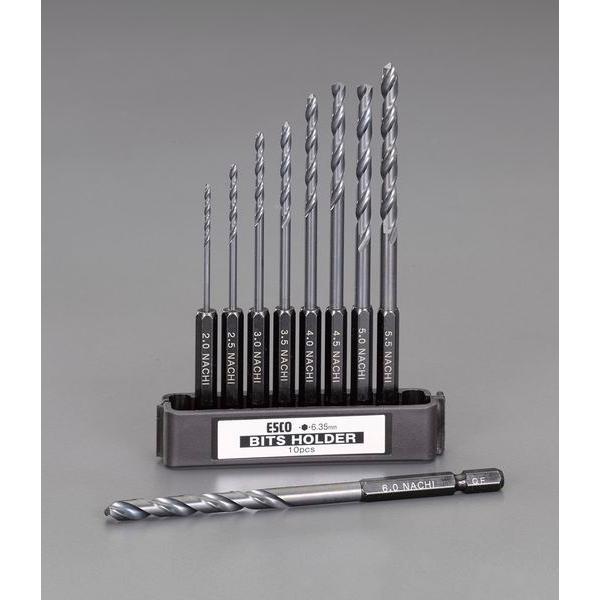 【メーカー在庫あり】 EA824NP-100 エスコ ESCO 2.0-6.0mm 9本組六角軸ステンレス用ドリル(CO-HSS) SP店
