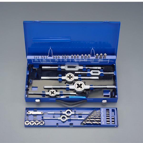【メーカー在庫あり】 000012339820 エスコ ESCO M3-M12/44個組 タップダイスセット(ドリル付/HSS/ISO SP店