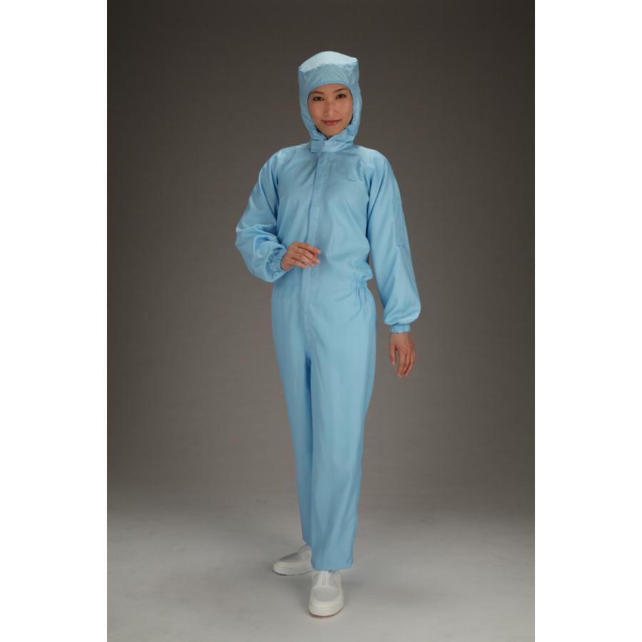 000012233698 エスコ ESCO Ｍ クリーンルーム用フード付継ぎ服 青/センターファスナー SP店