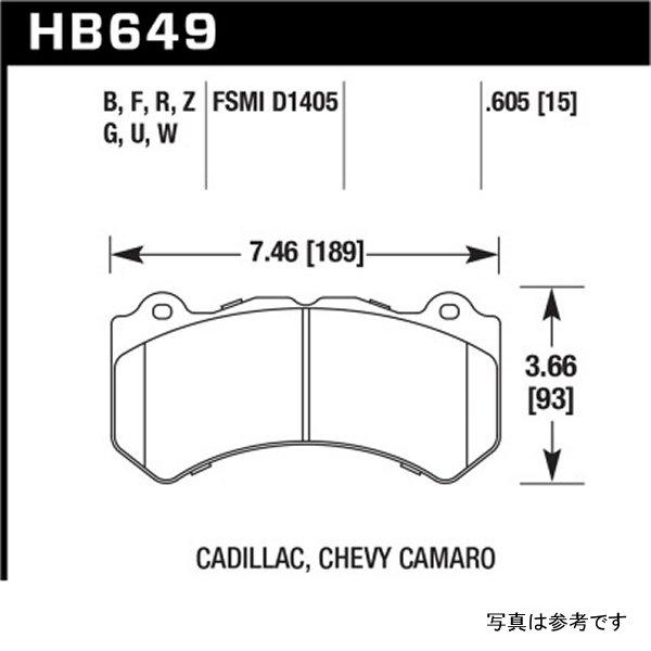 【USA在庫あり】 hawkHB649U.605 Hawk 08年-12年 Cadillac CTS-V / 12 ジープ Grand Cherokee (WK2) SRT8 DTC-70 フロント Race ブレーキパッド Sの画像