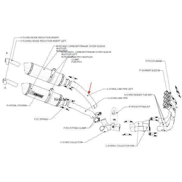 AKRAPOVIC - L-S13R2L アクラポビッチ 繋がり導管 左方 隼 GSX1300R SP店 車、バイク、自転車-マフラー
