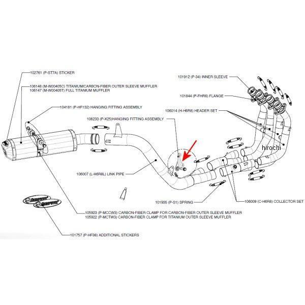 P-X25 アクラポビッチ AKRAPOVIC フィッティングアッセンブリー 05年-06年 CBR600RR SP店