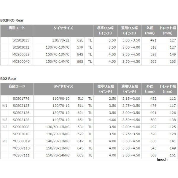 SCS03008 ブリヂストン BRIDGESTONE HOOP B02 130/60-13 53L TL リア SP店の画像