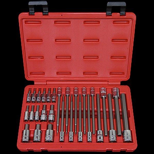 【メーカー在庫あり】 BS-2328HL ジーニアスツールズ Genius Tools インチ六角ロングビットセット クローム 1/4、3/8差込角 JP店