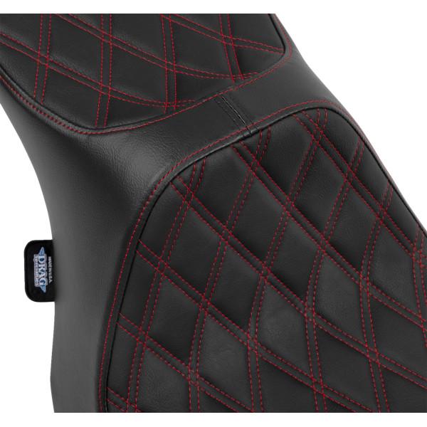 0801-1933 DRAG SPECIALTIES SEATS edator III 2up Dbl Diamond レッド