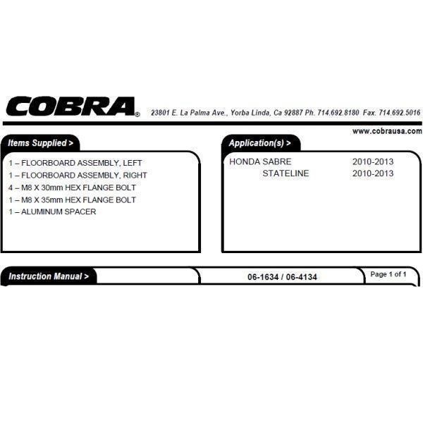 089158 コブラ COBRA フロント フロアボード スウェプト 10年-14年 ステートライン VT1300CR JP店 ステップ、ペダル 