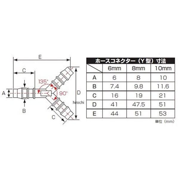 【メーカー在庫あり】 0900-990-10108 キタコ ホースコネクター/Y 8mm 黒 JP店｜hirochi｜02