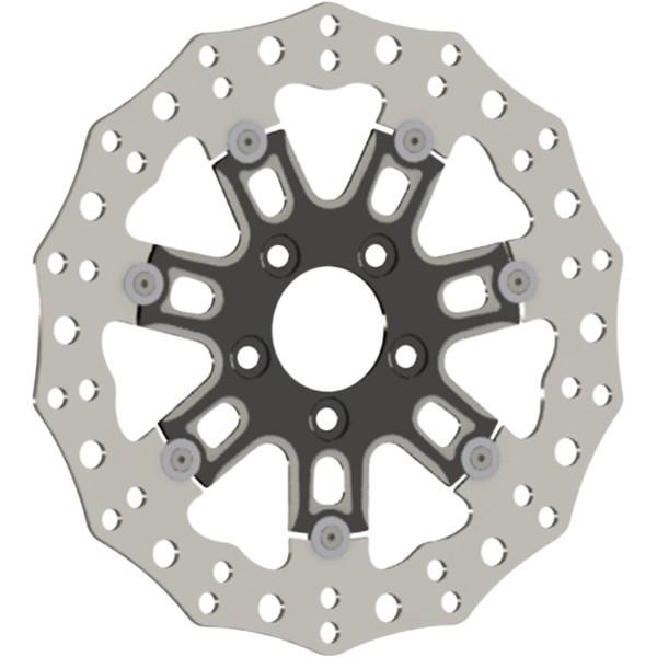 【USA棚卸し資産あり】 1710-3318 ウディアレンネス Arlen Ness 回転子 11.8in 向こう正面 7-Valve 黒 JP店 バイク-車、バイク、自転車-その他バイクパーツ、アクセサリー用品