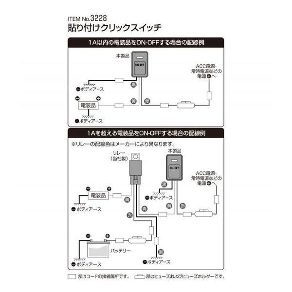 【メーカー在庫あり】 3228 エーモン 貼り付けクリックスイッチ ON-OFF ミリタリー JP店｜hirochi｜04