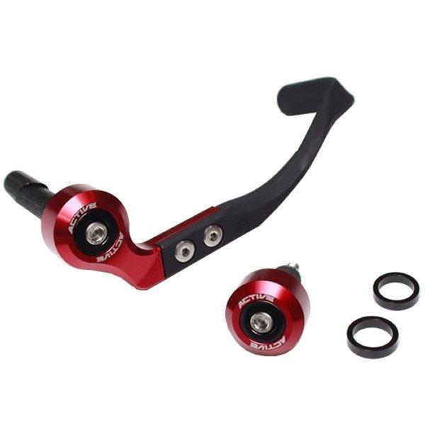 30802013 アクティブ ACTIVE ブレーキレバーガード\u0026バーエンドフルセット ハンドル内径φ13.5-φ15.25用  赤 JP店