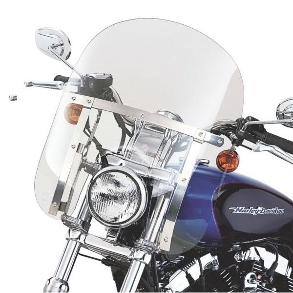 Harley Davidson - 58602-04 ハーレー文句なし クイックリリース・コンパクト・ウインドシールド 88年今後 XL FXD ライトスモーク/ポリッシュ・ブレース JP店 外装パーツ-スクリーン-車、バイク、自転車