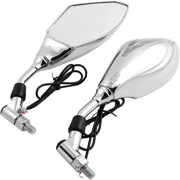 【USA在庫あり】 bkm600298 バイクマスター BikeMaster ミラー LED ウインカー 汎用 クローム 左右ペア JP店