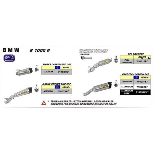 71750PK-S1000R アロー ARROW スリップオンマフラー WORKS 14年-16年 BMW S1000R チタン/カーボンエンド JP店