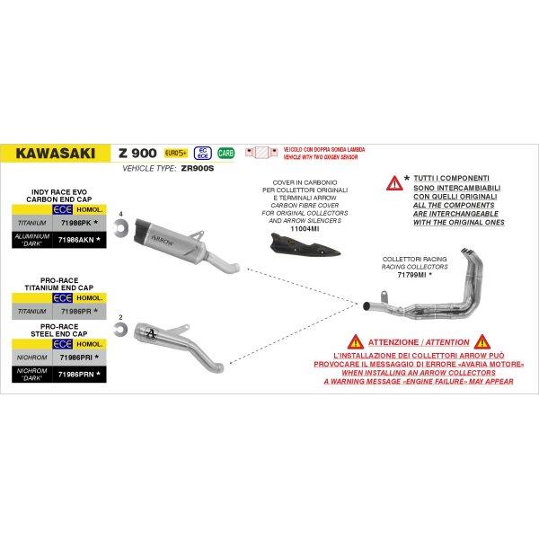 71986PRI アロー ARROW スリップオンマフラー Pro-Race 25年 Z900/SE ニクロム(ステンレス) JP店 | アロー | 01