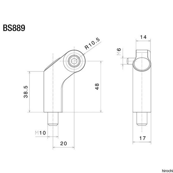 BS889B リゾマ rizoma Side Mount ミラーアダプター ブラック H58.5mm/M10×40 JP店 | ブランド登録なし | 01