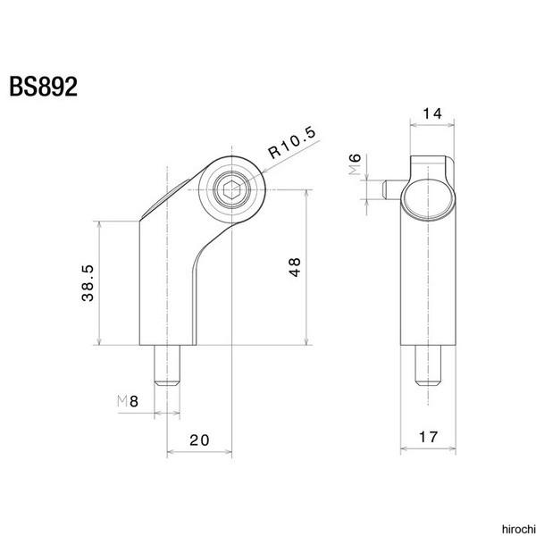BS892B リゾマ rizoma Side Mount ミラーアダプター ブラック H58.5mm/M8×40 JP店 | ブランド登録なし | 01
