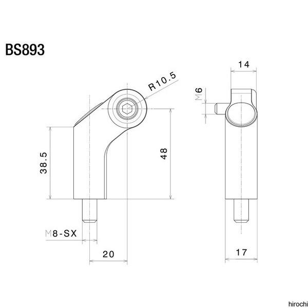BS893B リゾマ rizoma Side Mount ミラーアダプター ブラック H58.5mm/M8×40 逆ネジ JP店 | ブランド登録なし | 01
