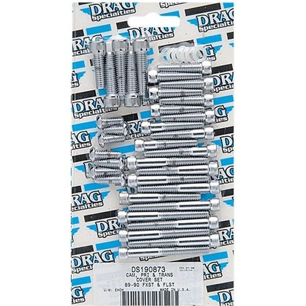 【USA在庫あり】 DS-190873 DRAG ボルトキット サイドカバー全体 89年-93年 クローム/ローレット JP店