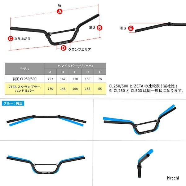 【メーカー在庫あり】 G4815 ジータ ZETA スクランブラーハンドルバー 23年-24年 CL250/500 黒 JP店 | ZETA | 05