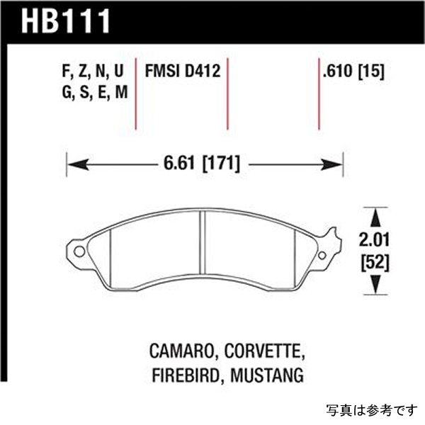 【USA在庫あり】 hawkHB111F.610 Hawk 94年-04年 Mustang Cobra / 88年-95年 Corvette 5.7L / 88年-92年 Camaro w/ Hvy Duty ブレーキs フロント