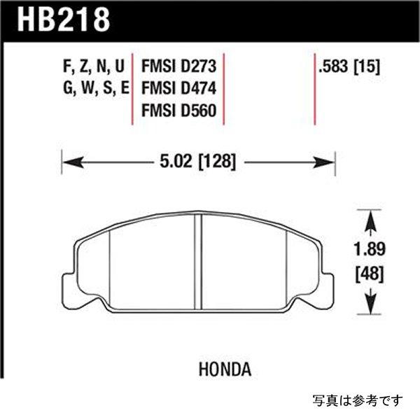 【USA在庫あり】 hawkHB218G.583 Hawk 84年-85年 ホンダ Accord / 88年-00年 シビック / 88年-91年 CRX 15mm DTC-60 フロント Race ブレーキパッド JP店の画像