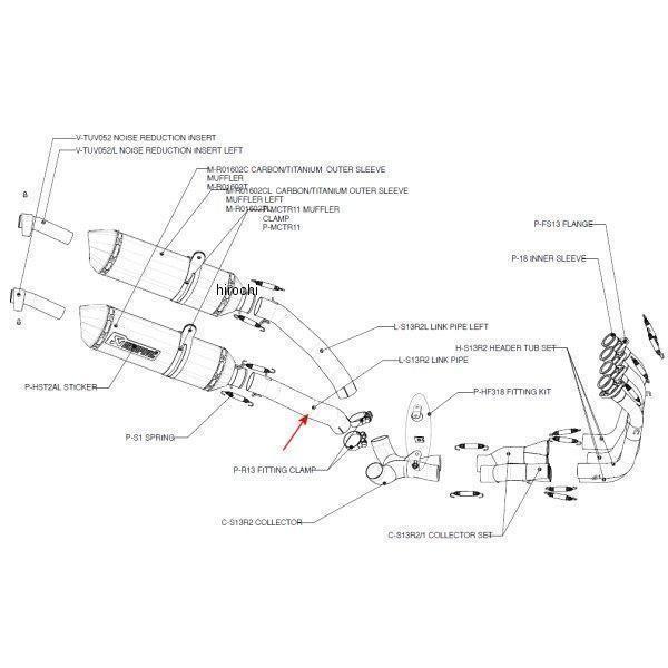AKRAPOVIC - L-S13R2 アクラポビッチ 繋がり導管 右寄り 隼 GSX1300R JP店 マフラー-バイク