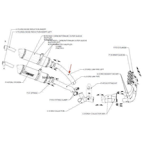 AKRAPOVIC - L-S13R2L アクラポビッチ 繋がり導管 左方 隼 GSX1300R JP店 マフラー-エキパイ