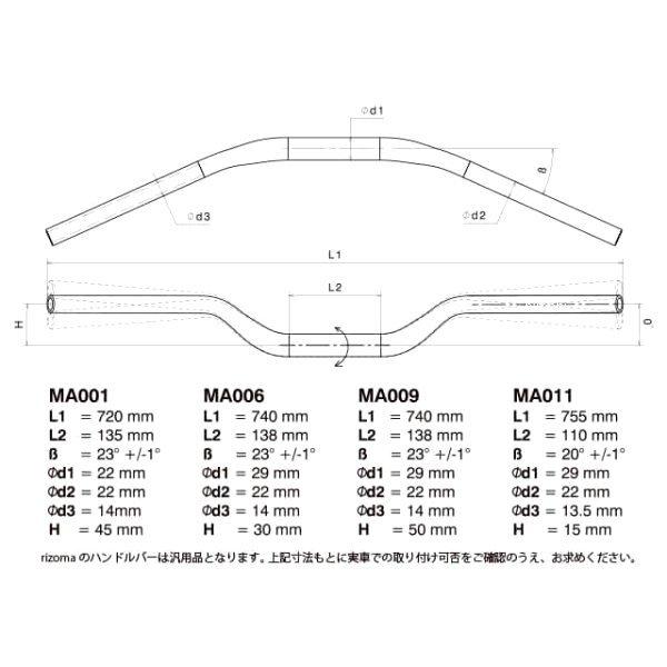 MA009A リゾマ rizoma ハンドルバー 汎用 シルバー JP店 | ブランド登録なし | 01