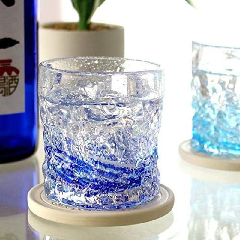 ロックグラス 琉球 ガラス グラス ほたる石 蛍入り (ホタル珊瑚グラス) 青｜hiroes｜08