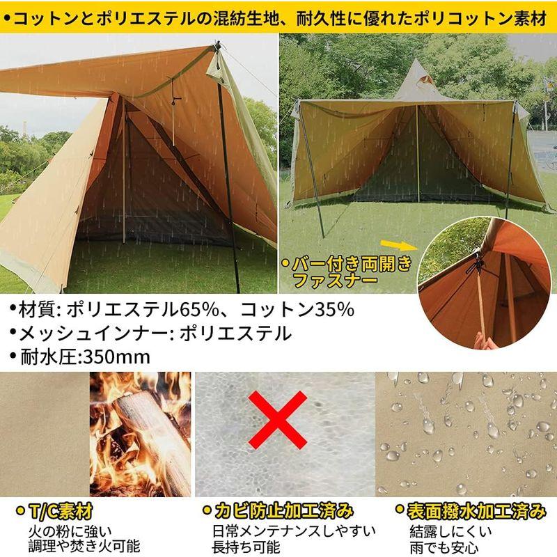 SoomloomテントHAPI 4P+inner tent 4.5ｍx4.3ｍx2.8ｍ 焚き火可 ポリコットンTC ファイアプレイス メッ｜hiroes｜06